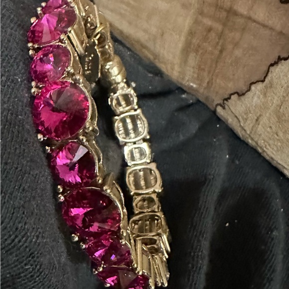 Tasha Gold Plate Bracelet with pink Crystal Stones - Picture 4 of 5